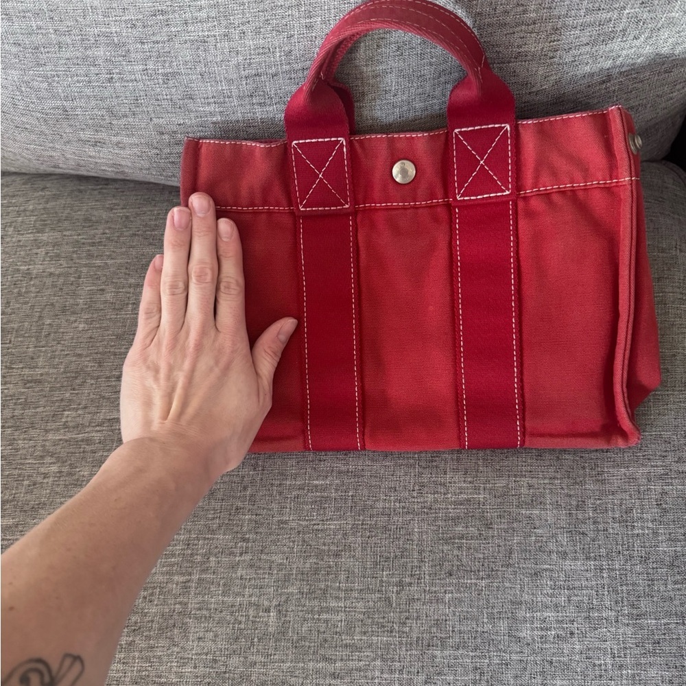 Hermès Paris Vintage Canvas Tote – Red | Rare Early Style - Picture 16 of 16